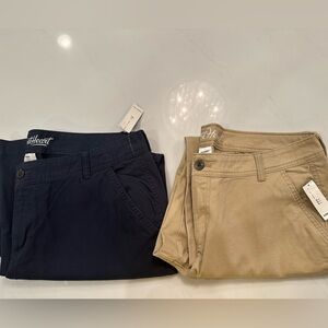 2 PAIRS of Old Navy SweetHeart Pants size 16 SHORT Khaki and Blue BOTH are NWT!!